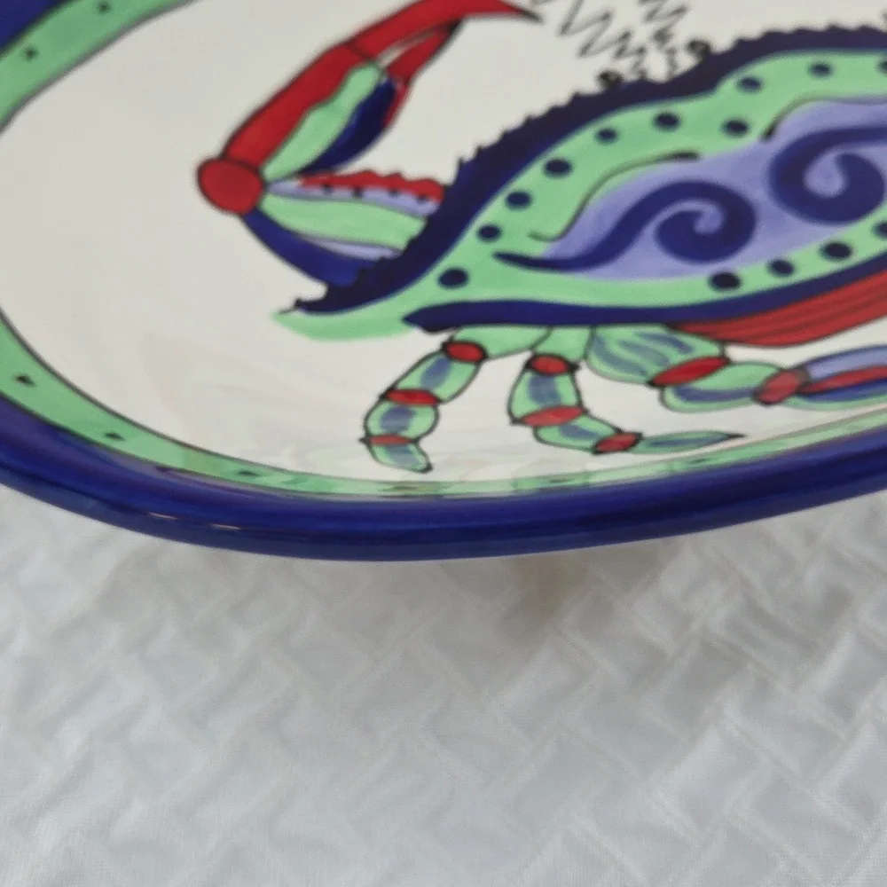 Caffco International DANA WHITTMAN Artist. MULIICOLOR CERAMIC PLATTER. - Picture 8 of 16